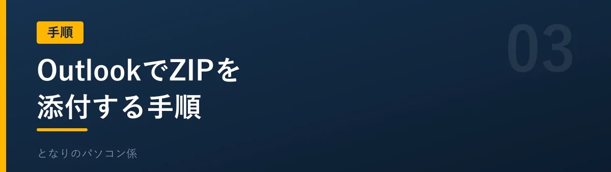 OutlookでZIPを添付する手順を示すバナー