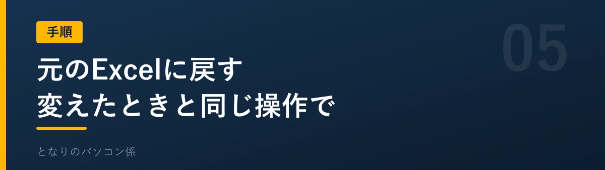 元のExcelに戻す手順を示すバナー